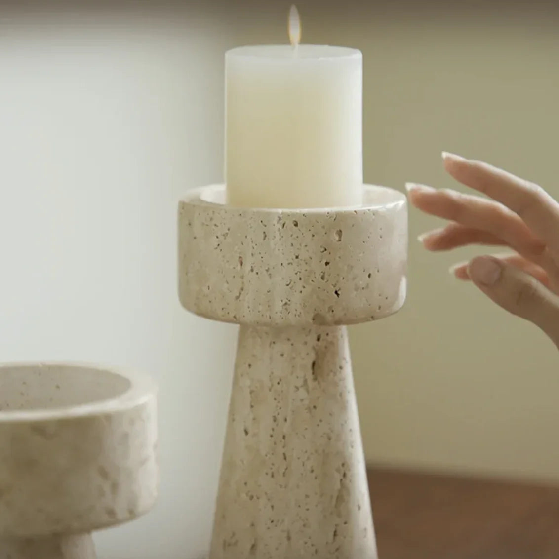 Natural Stone Candle Holder | Elegant Travertine Design with Versatile Size Options for Serene Ambiance 6