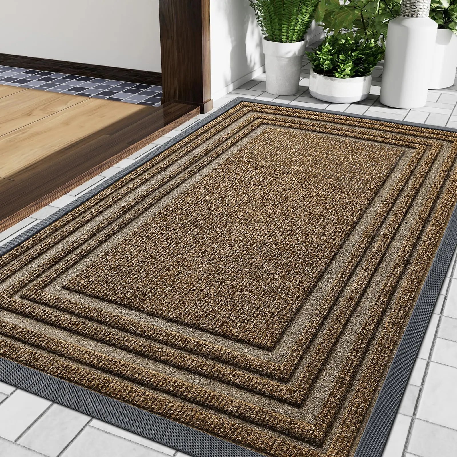Non-Slip Doormat with Natural Rubber Construction | Durable Outdoor Mat for All-Weather Protection 0
