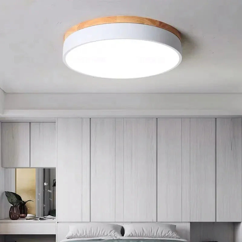 Nordic Glow | Flush Mount Ceiling Light with Natural Wood & Metal | Minimalist Design for Cozy Modern Interiors 0