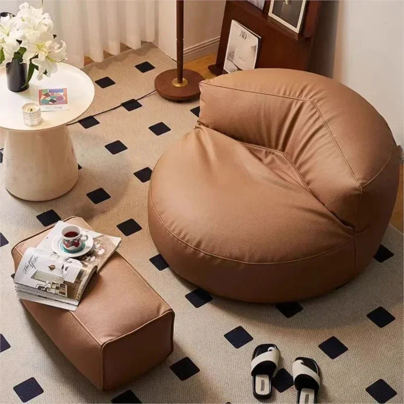 Premium Synthetic Leather Bean Bag Cover with Zipper for Ultimate Comfort | Stylish Slipcover for Relaxation 2