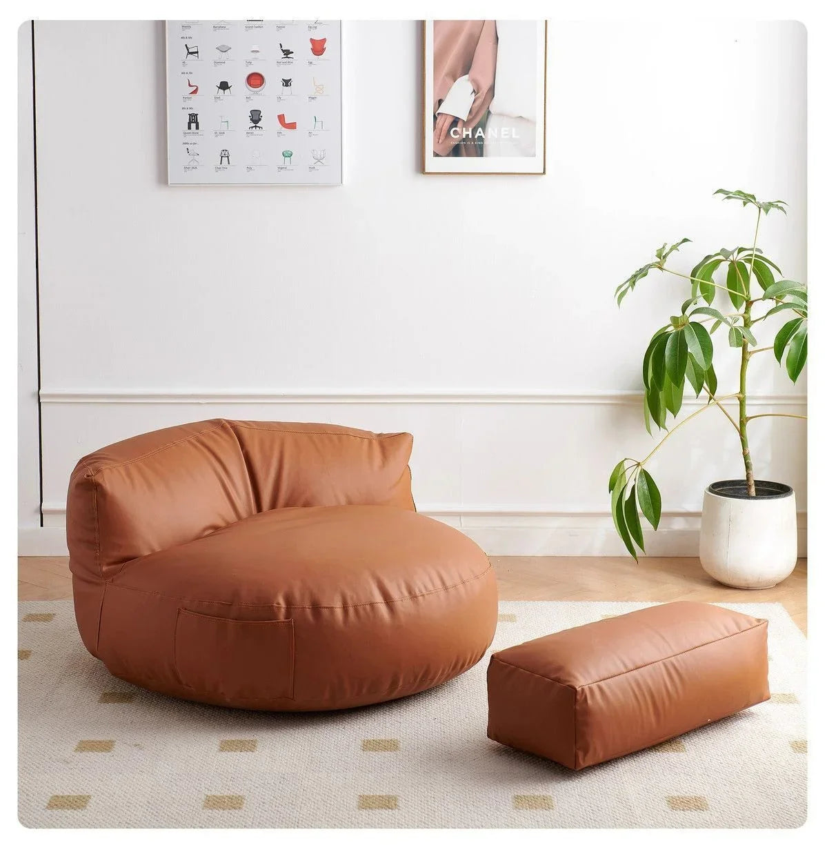 Premium Synthetic Leather Bean Bag Cover with Zipper for Ultimate Comfort | Stylish Slipcover for Relaxation 3