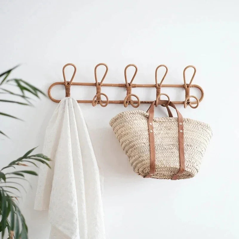 Rattan Wall Hooks | Rustic Coat Hooks for Wall with Unique Texture | Stylish Organizers for Home Decor 1