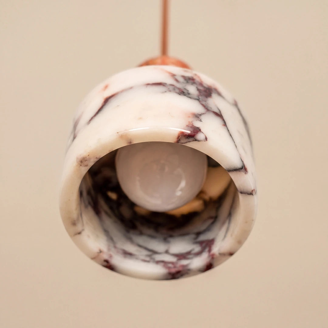 Roa Collection | Ceiling Lamp with Natural Marble & Iron Design | Compact Pendant for Warm Atmosphere 6