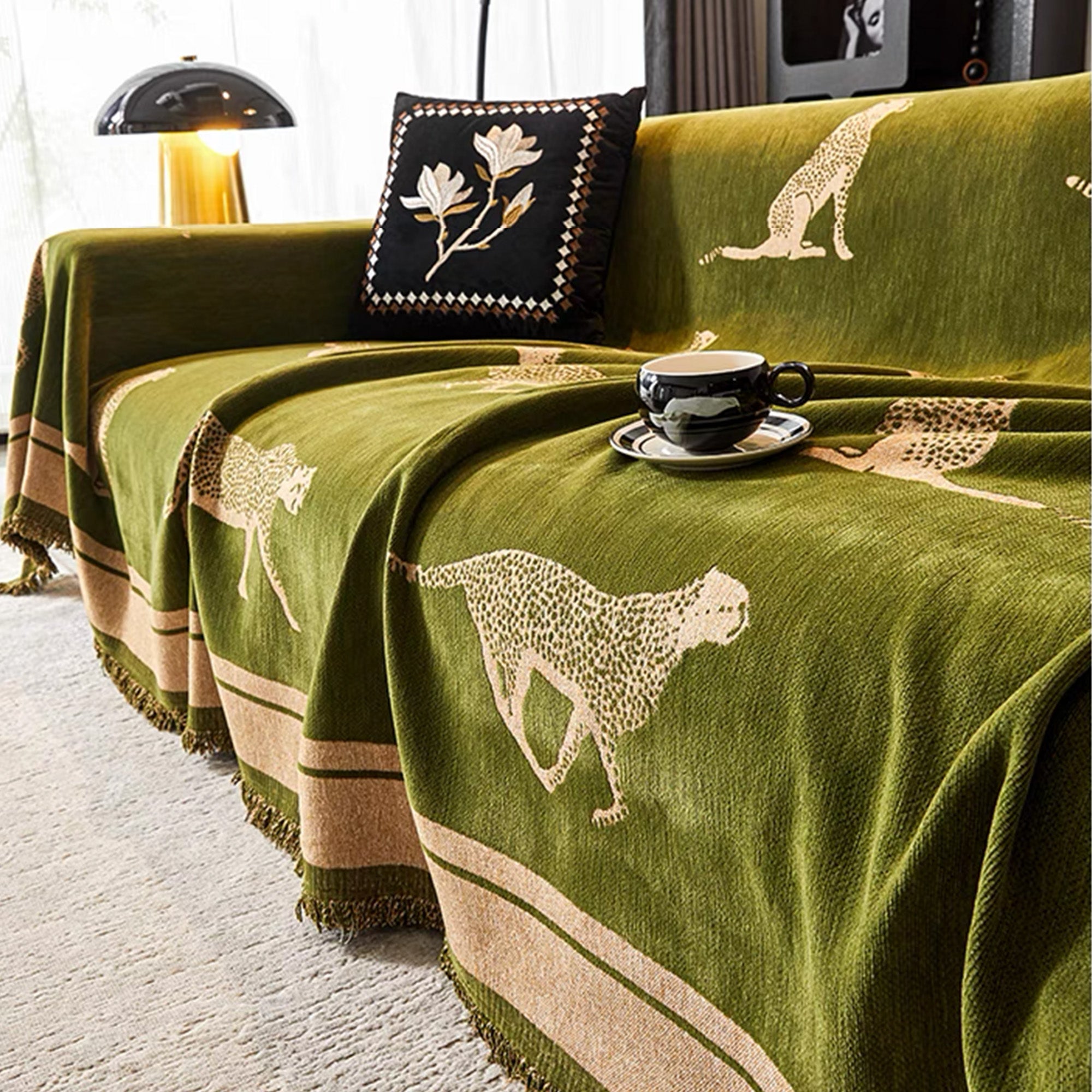 Safari Elegance | Cheetah Sofa Cover with Anti-Pilling Fabric | Stylish Protection for Pet-Friendly Homes 1