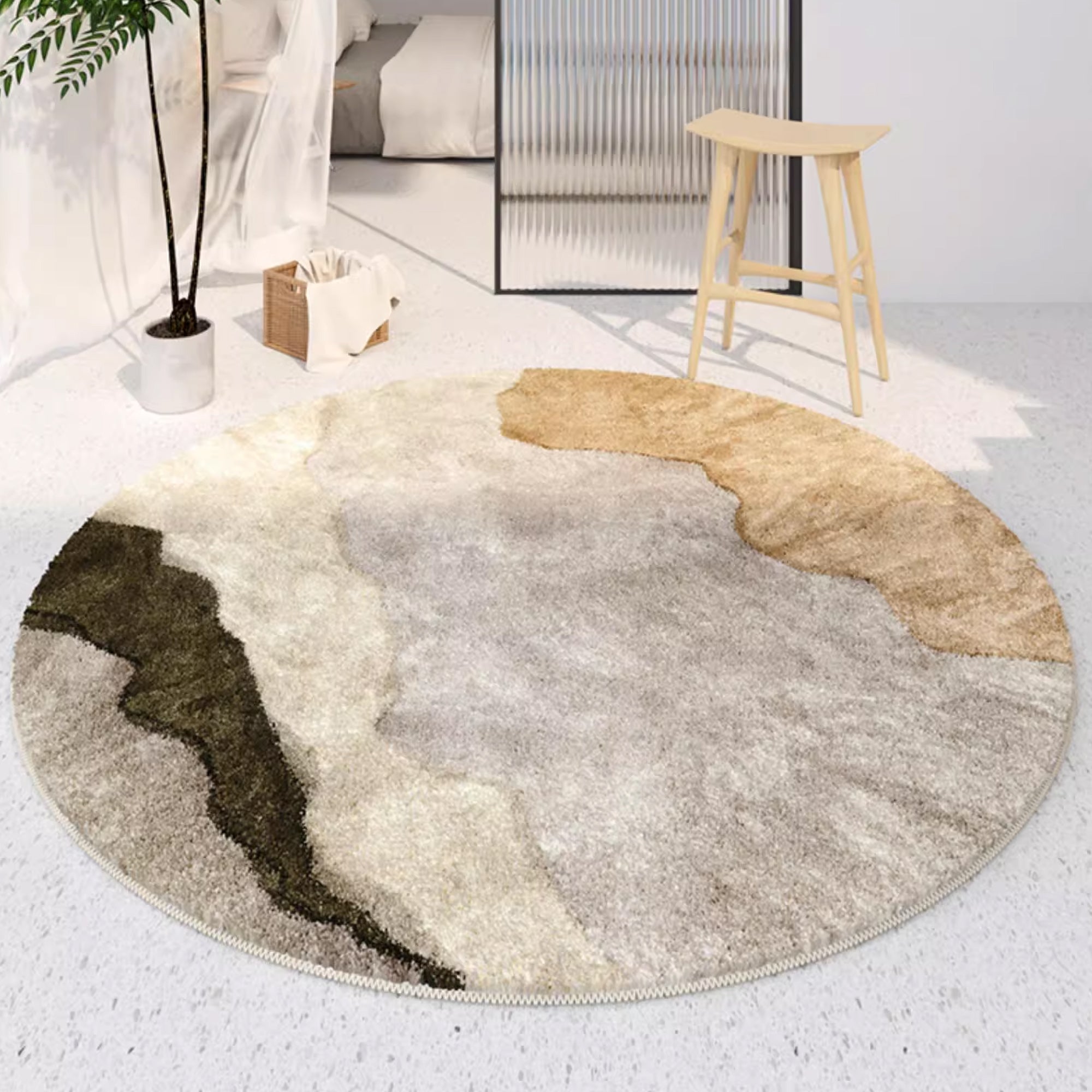 Sahara Blend | Abstract Round Rug with Spillproof Design | Cozy Touch for Stylish Living Spaces 3