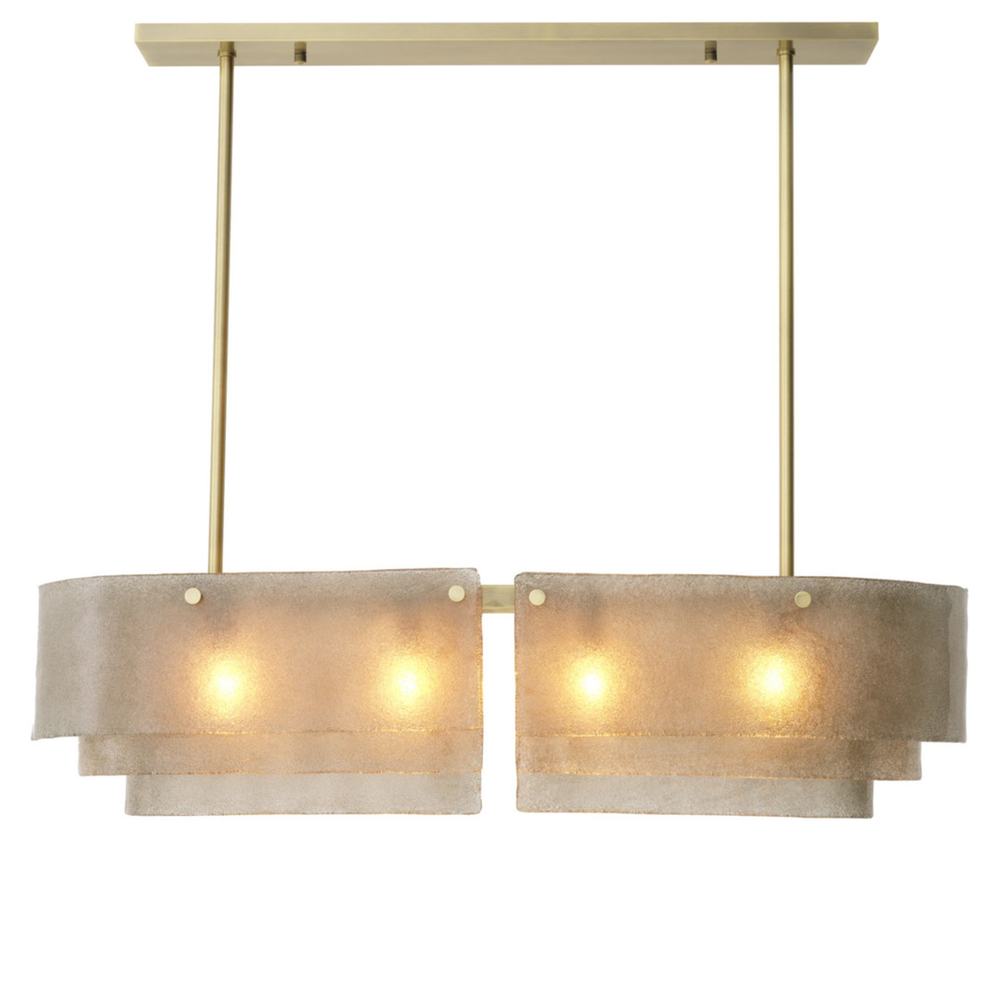 Sculptural Gold Chandelier | Layered Glass Linear Design with Soft Illumination | Modern Pendant Light for Elegant Dining Spaces 4