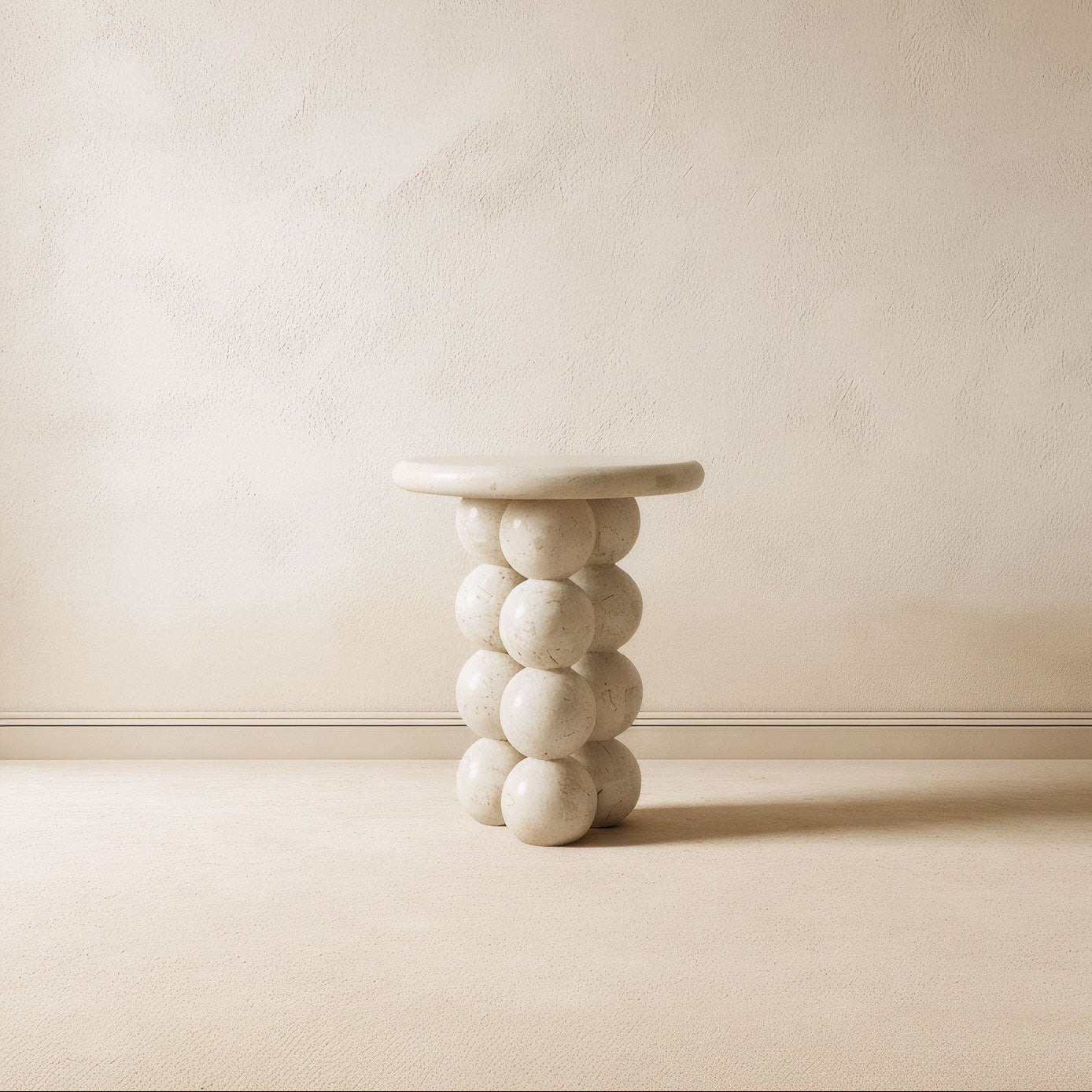 Sculptural Marble Side Table with Pearl-Like Legs | Unique White Rose Design for Elegant Home Decor 1