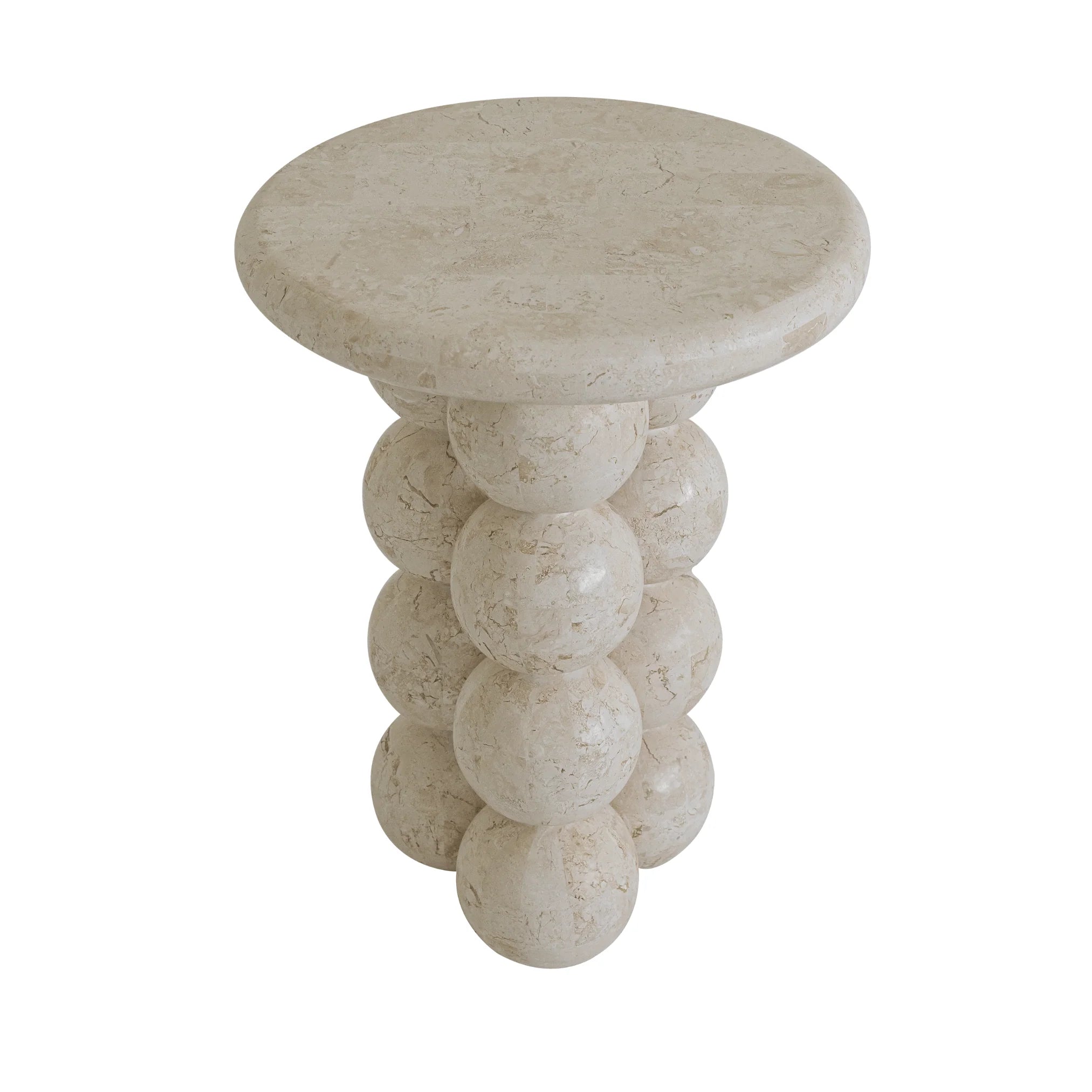 Sculptural Marble Side Table with Pearl-Like Legs | Unique White Rose Design for Elegant Home Decor 6
