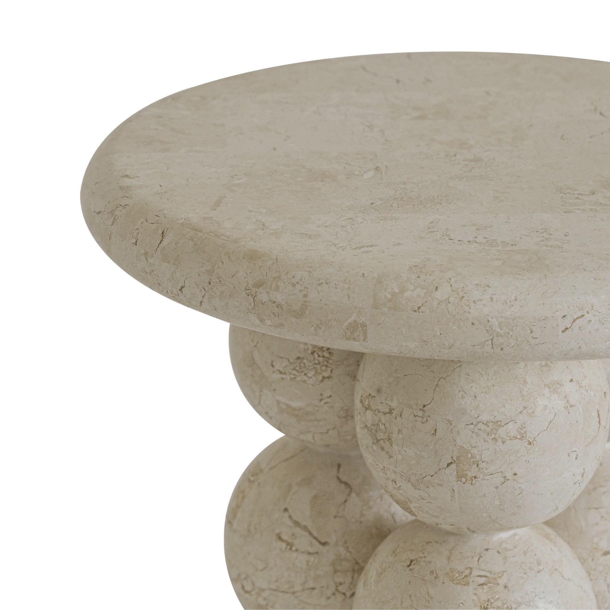 Sculptural Marble Side Table with Pearl-Like Legs | Unique White Rose Design for Elegant Home Decor 7