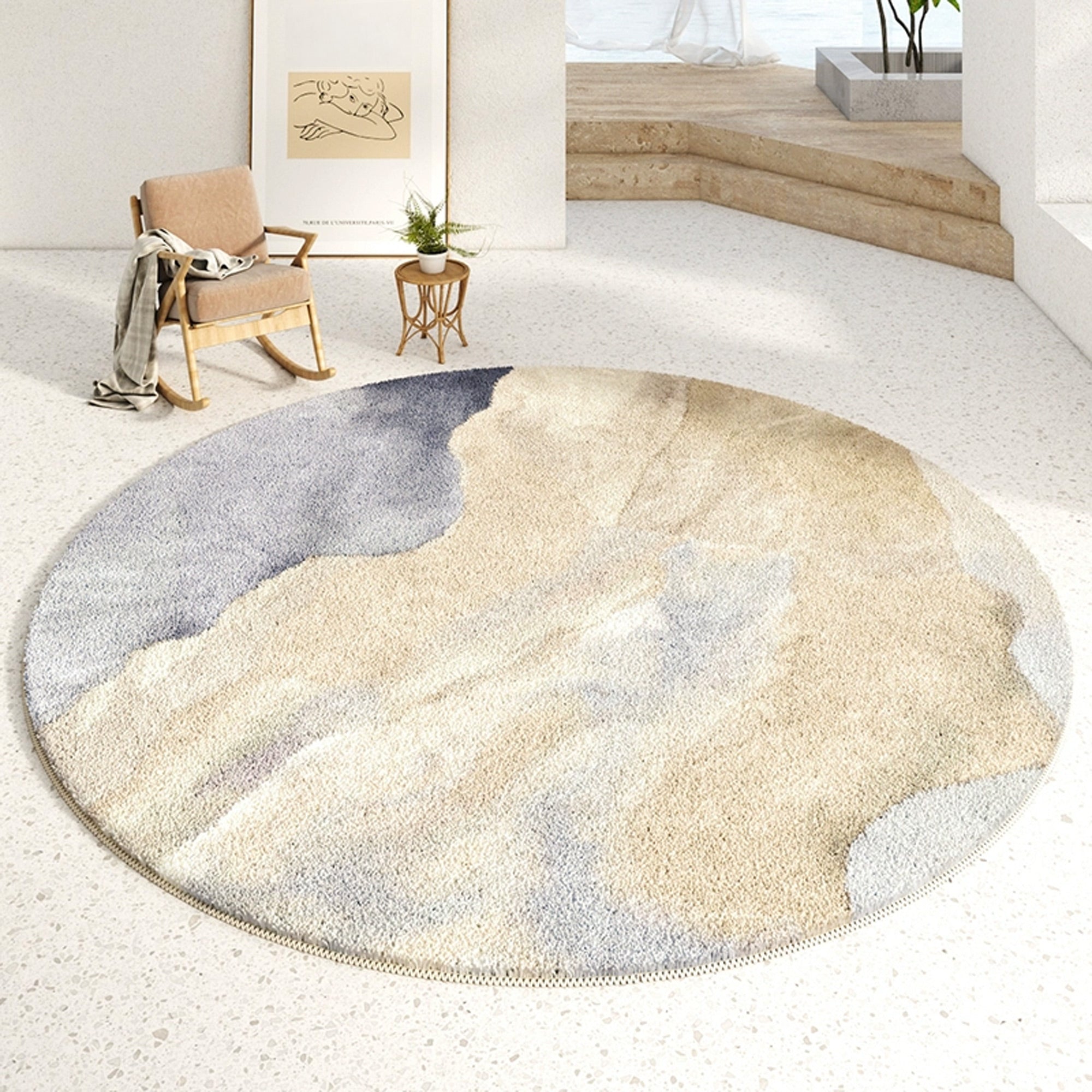 Serene Abstract Round Rug | Spillproof Design for Pet-Friendly Living Spaces 1