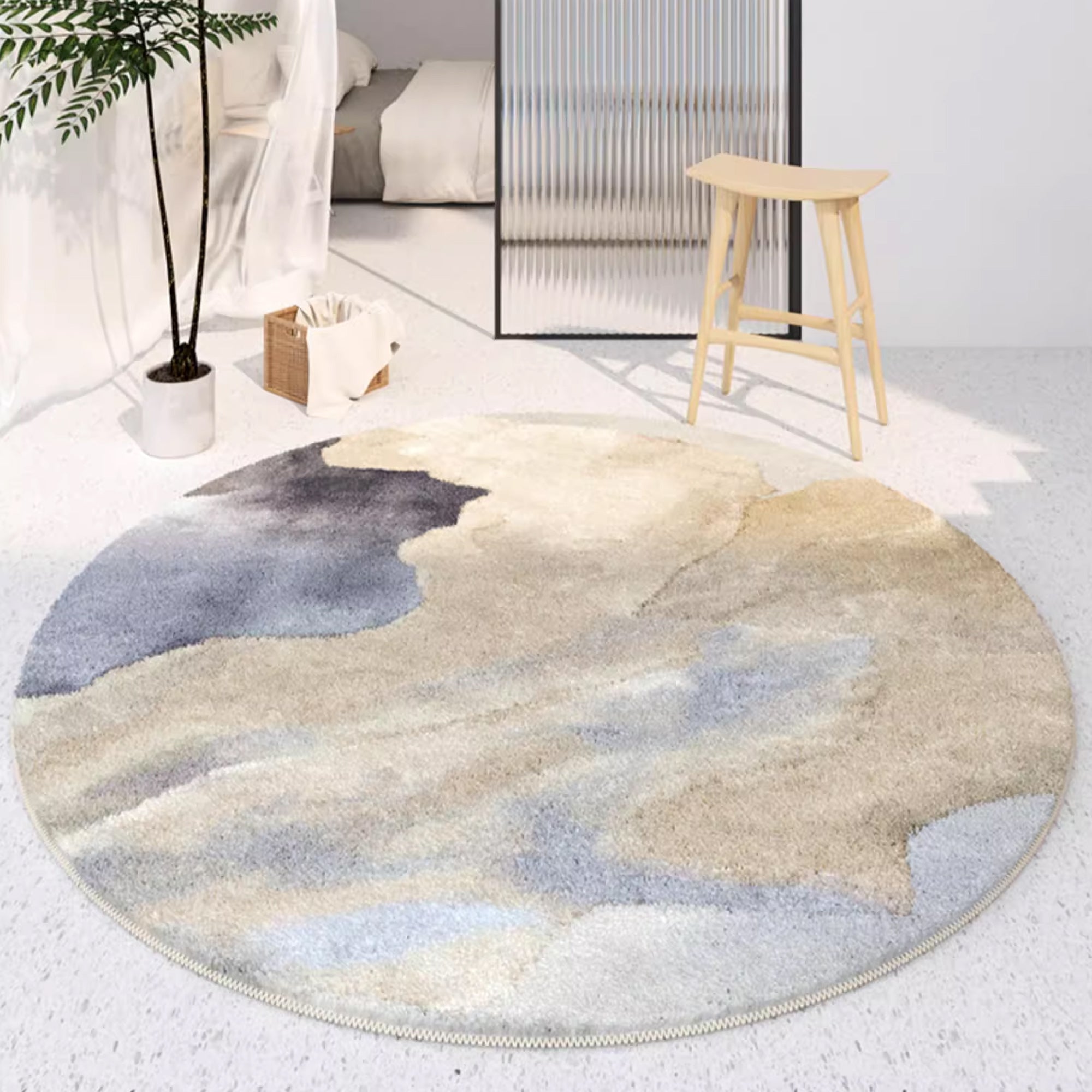 Serene Abstract Round Rug | Spillproof Design for Pet-Friendly Living Spaces 2