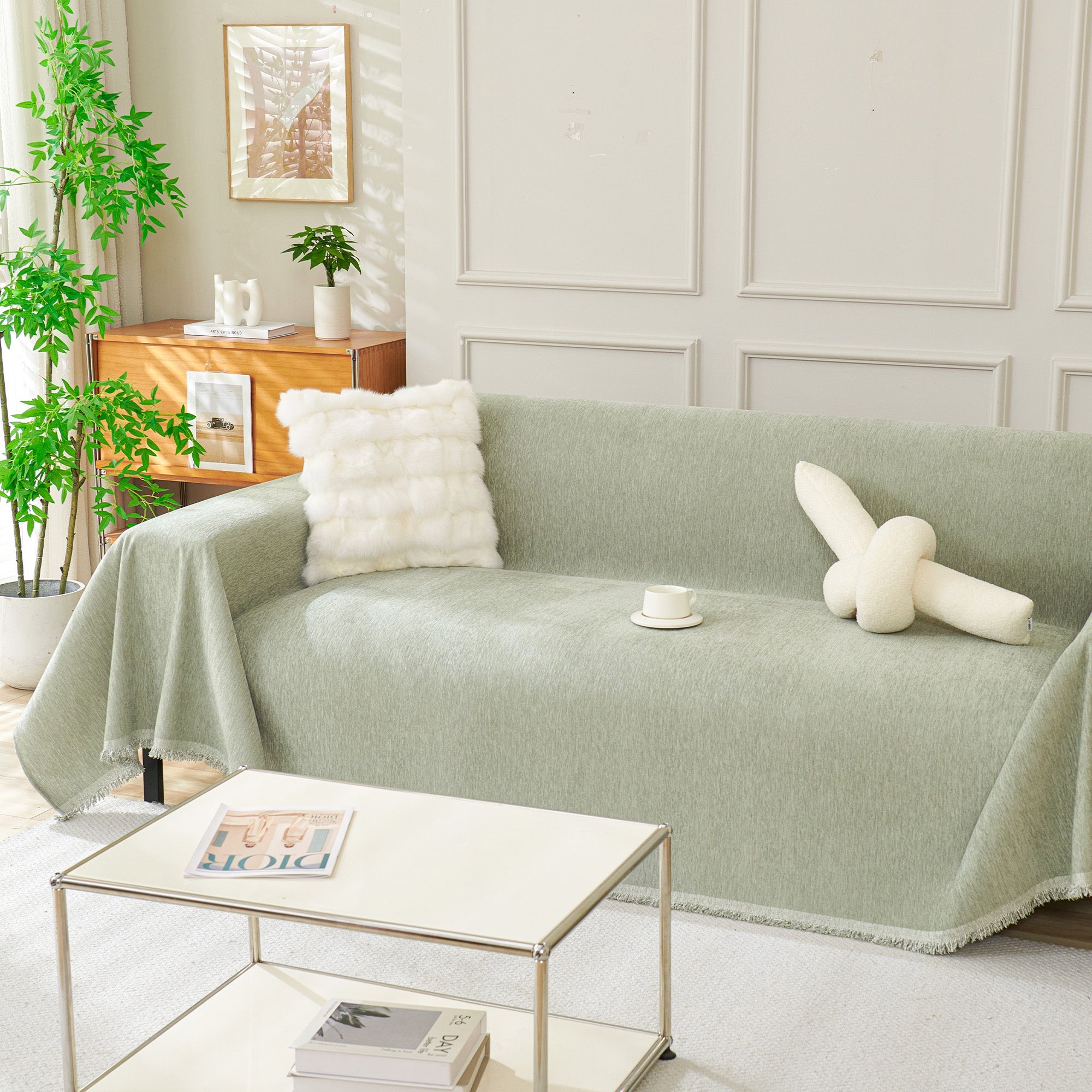 Sofa Cover | Geometric Boho Design with Easy Care Fabric | Stylish Protection for Home Decor 13