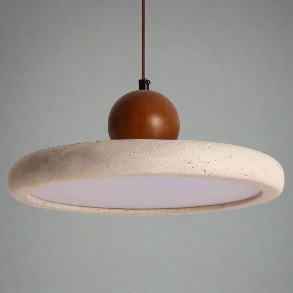 Sonoma Collection | Pendant Light with Natural Travertine & Wood Accents | Soft LED Glow for Kitchen Island Lighting 3