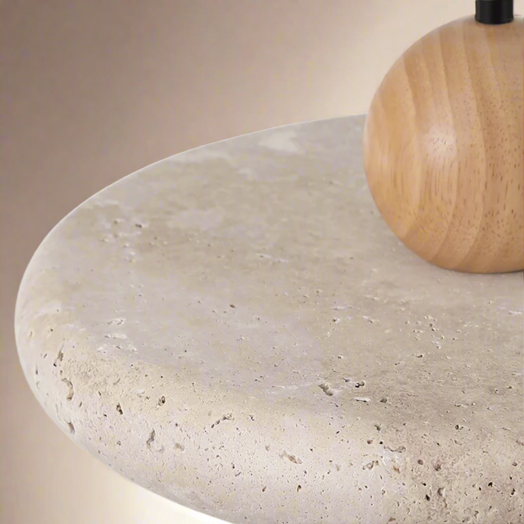 Sonoma Collection | Pendant Light with Natural Travertine & Wood Accents | Soft LED Glow for Kitchen Island Lighting 5