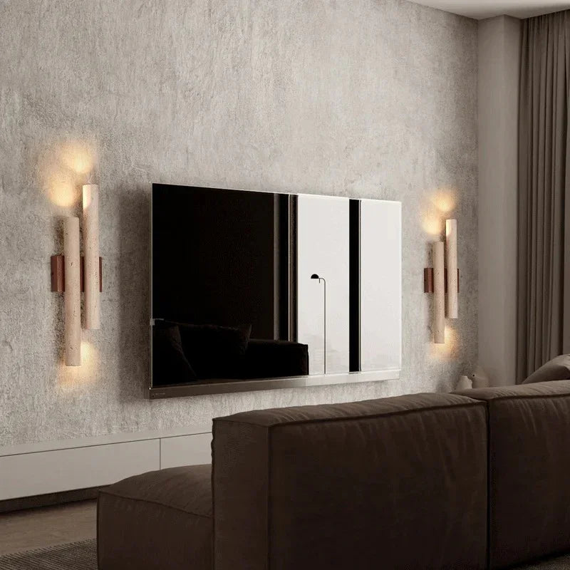 Stone Wall Lamp | LED Wall Sconce with Up-and-Down Lighting | Modern Ambiance for Home Decor 8