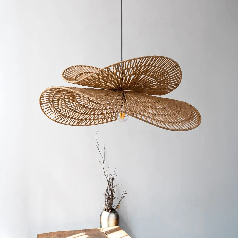 Torretes | Rattan Ceiling Lamp with Sculptural Design & Adjustable Height | Artisanal Lighting for Indoor Spaces 5