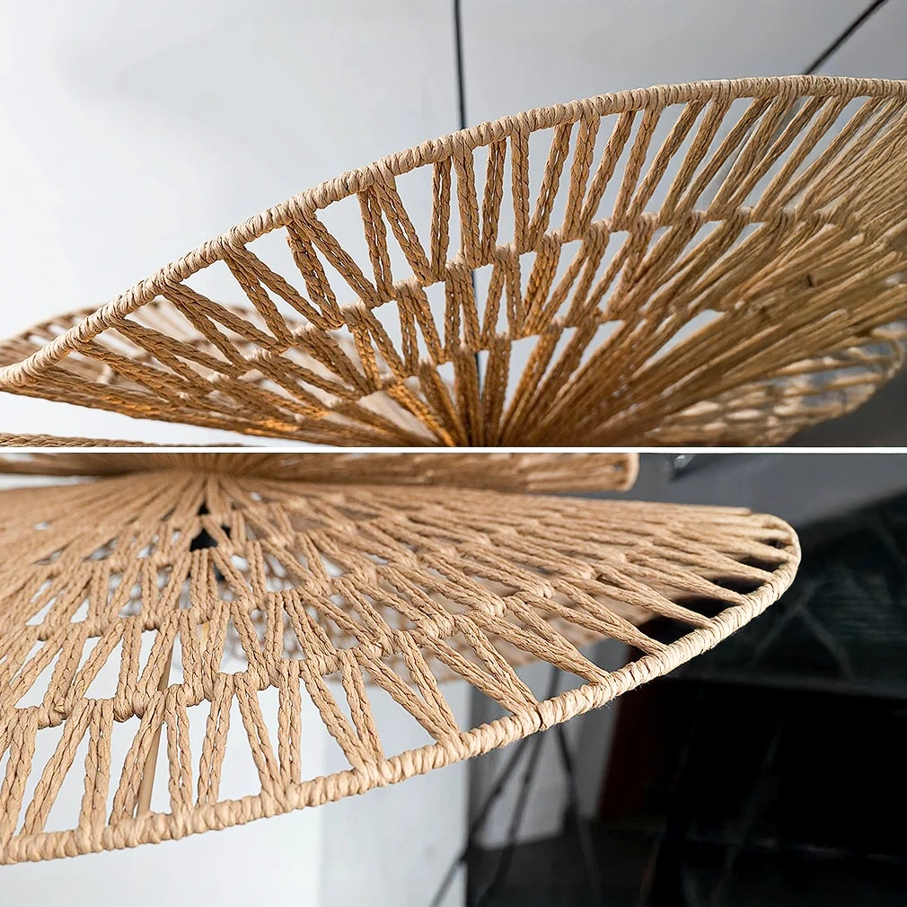 Torretes | Rattan Ceiling Lamp with Sculptural Design & Adjustable Height | Artisanal Lighting for Indoor Spaces 6