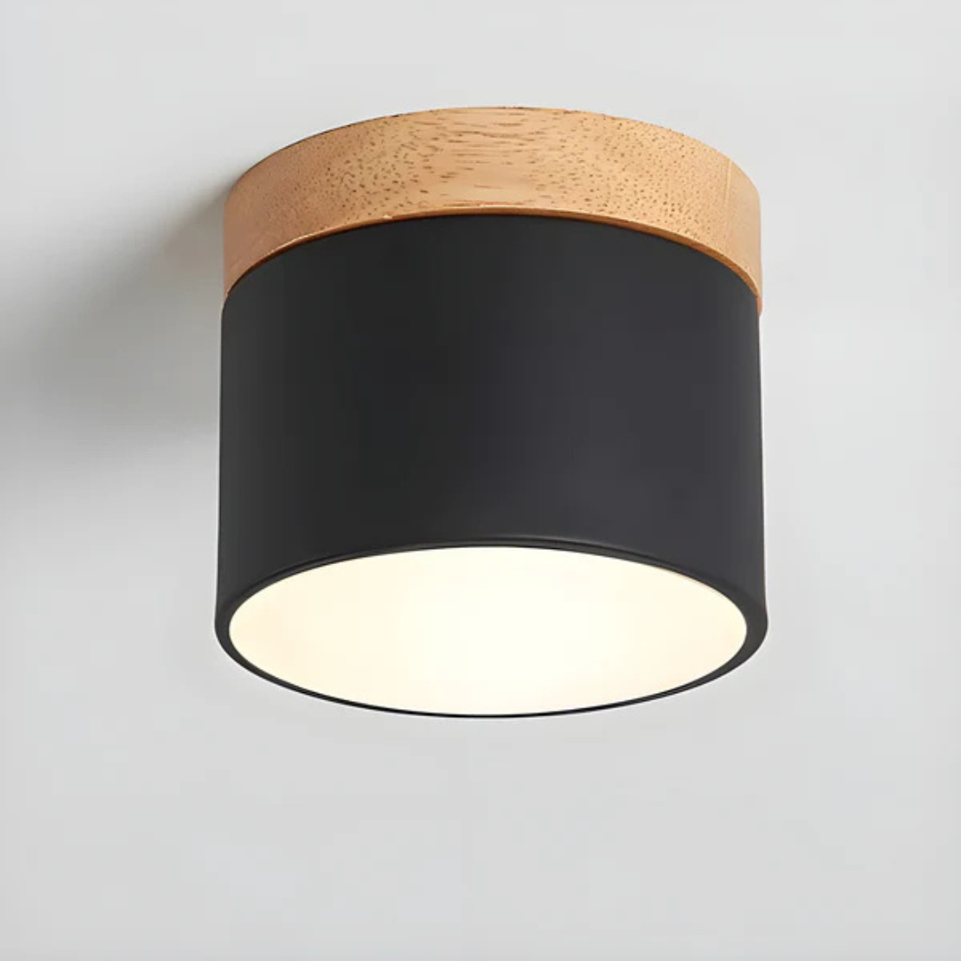 Vintage LED Ceiling Light with Elegant Wood Finish | Energy-Efficient Flush Mount for Timeless Décor 0