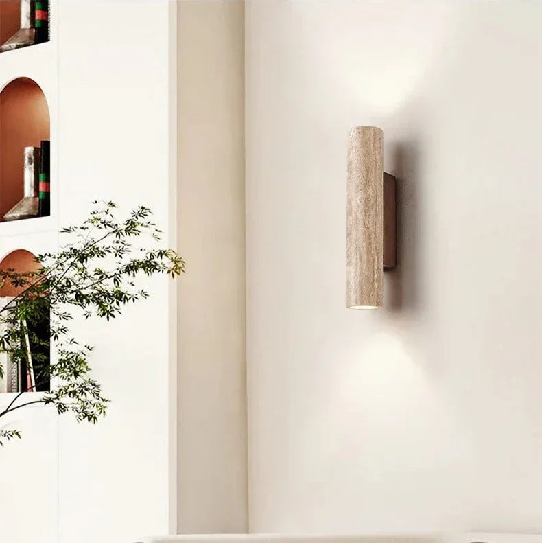 Wabi Sabi Collection | Wall Sconce Lighting with Up-and-Down Design | Elegant Travertine for Cozy Ambiance 3