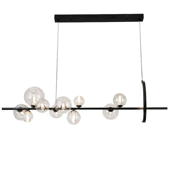 Zafiora | Modern Black Chandelier with Integrated LED & Glass Accents | Stylish Lighting for Dining Areas 4