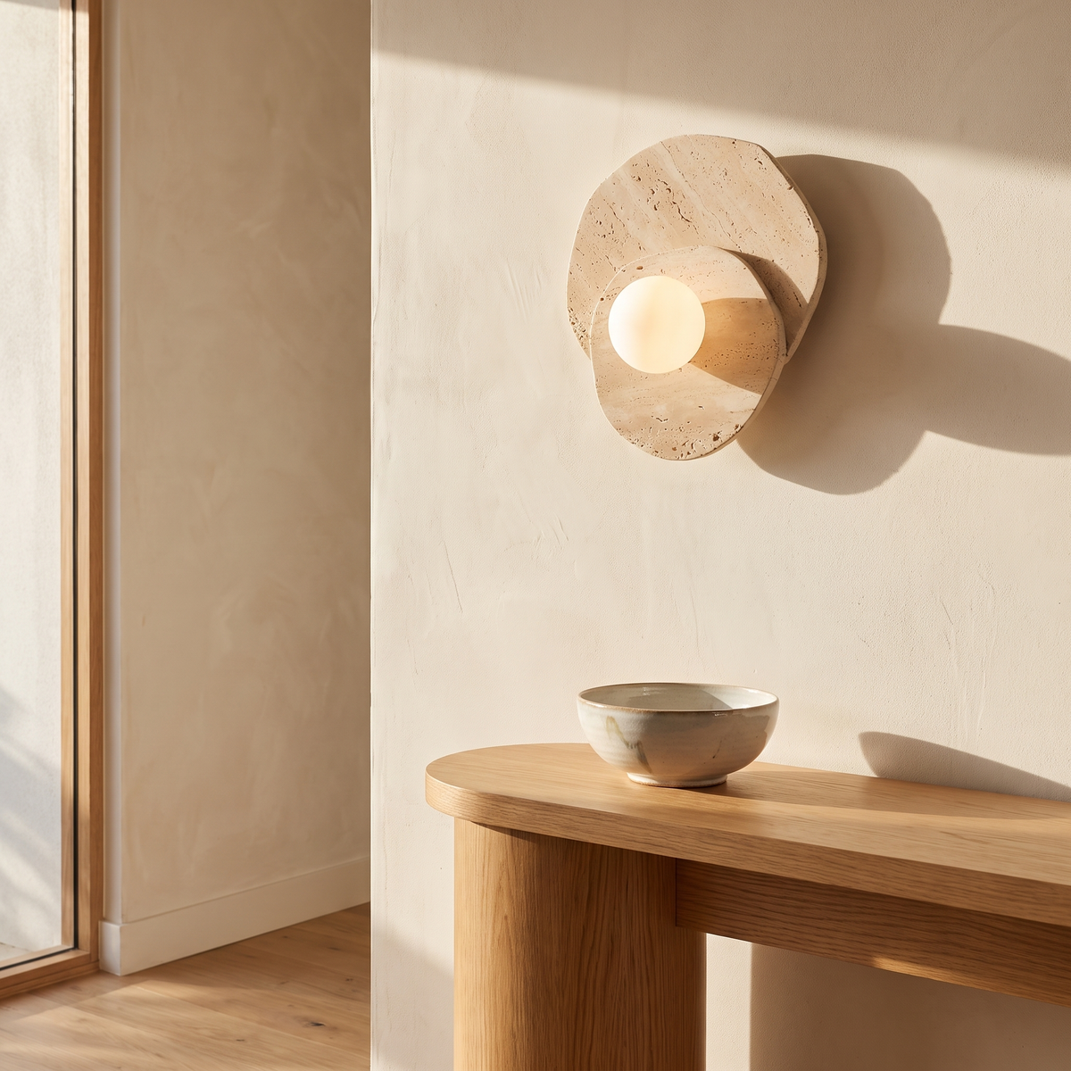 Abbot marble wall lamp in an entryway near the front door