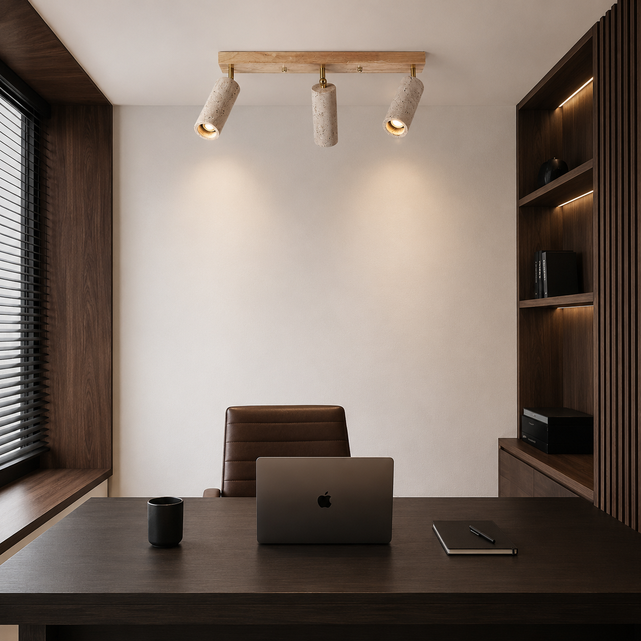 Alba Travertine Ceiling Spotlight in Oak finish