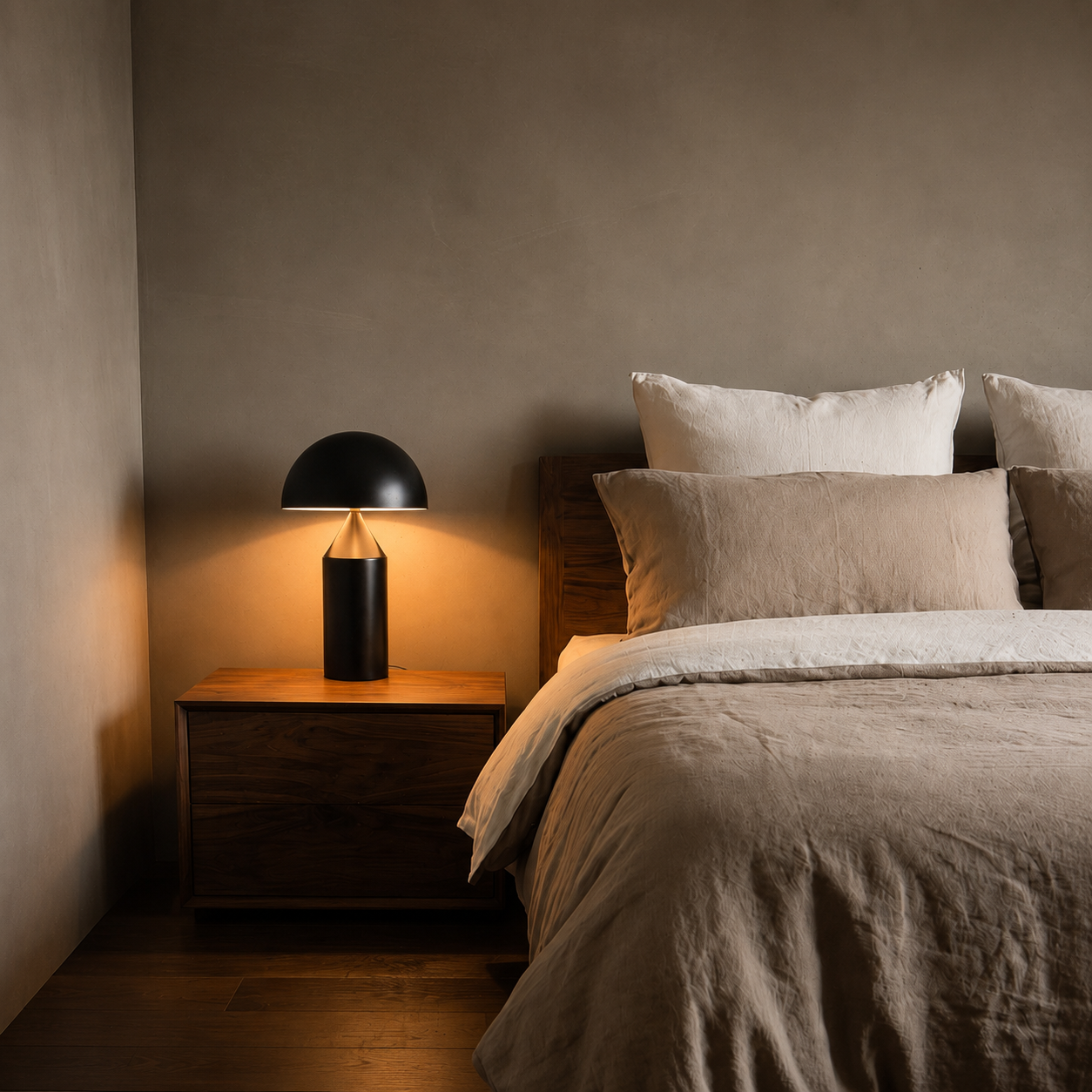 Moa cordless rechargeable LED mushroom lamp, a compact dimmable table and bedside lamp