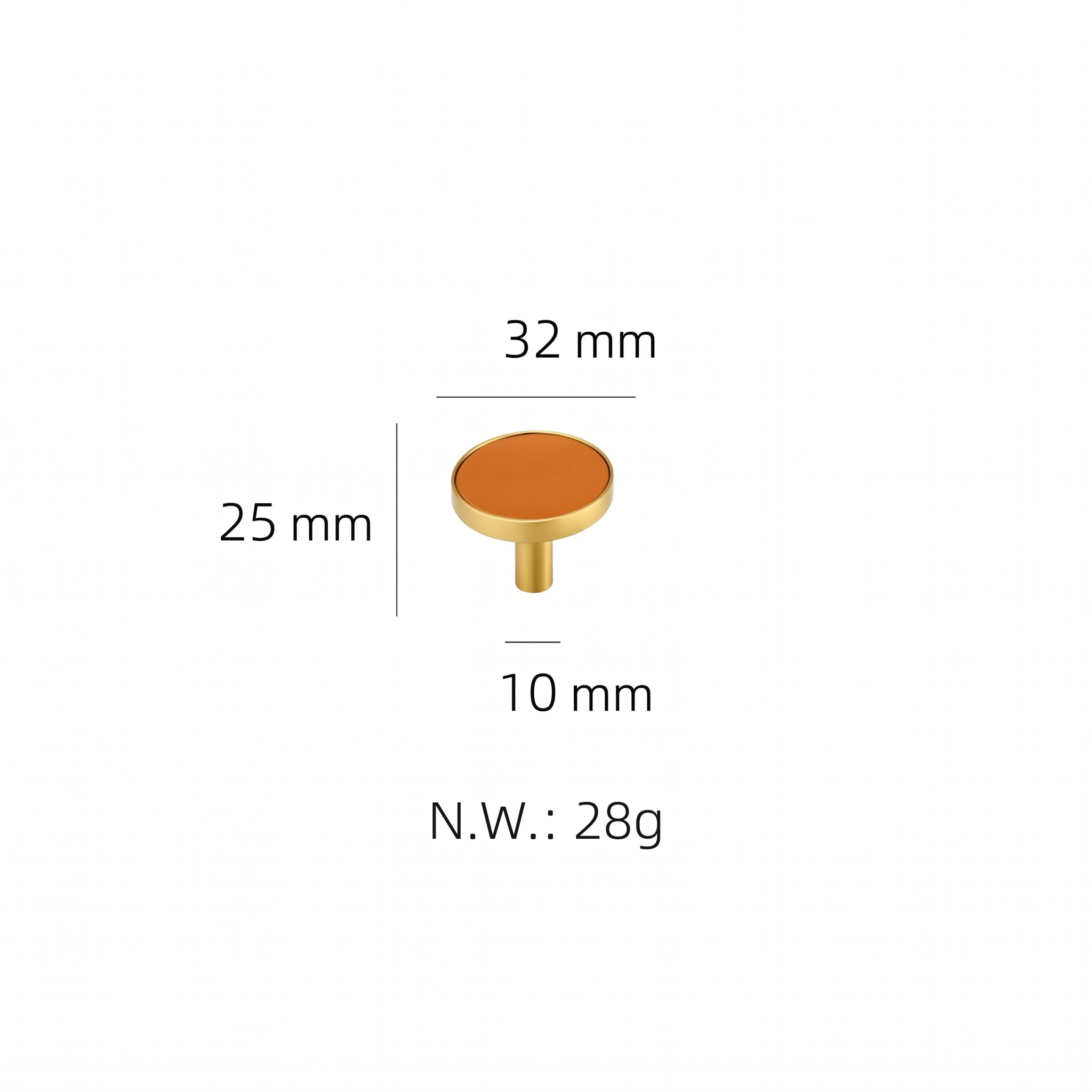Swansea leather-wrapped brass cabinet handle dimensions in millimetres on a plain white background