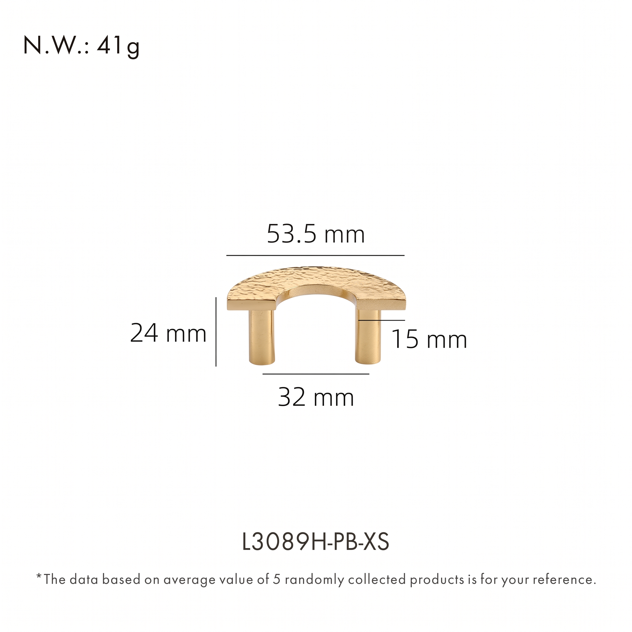 Trigg textured brass drawer knob dimensions in millimetres on a plain white background