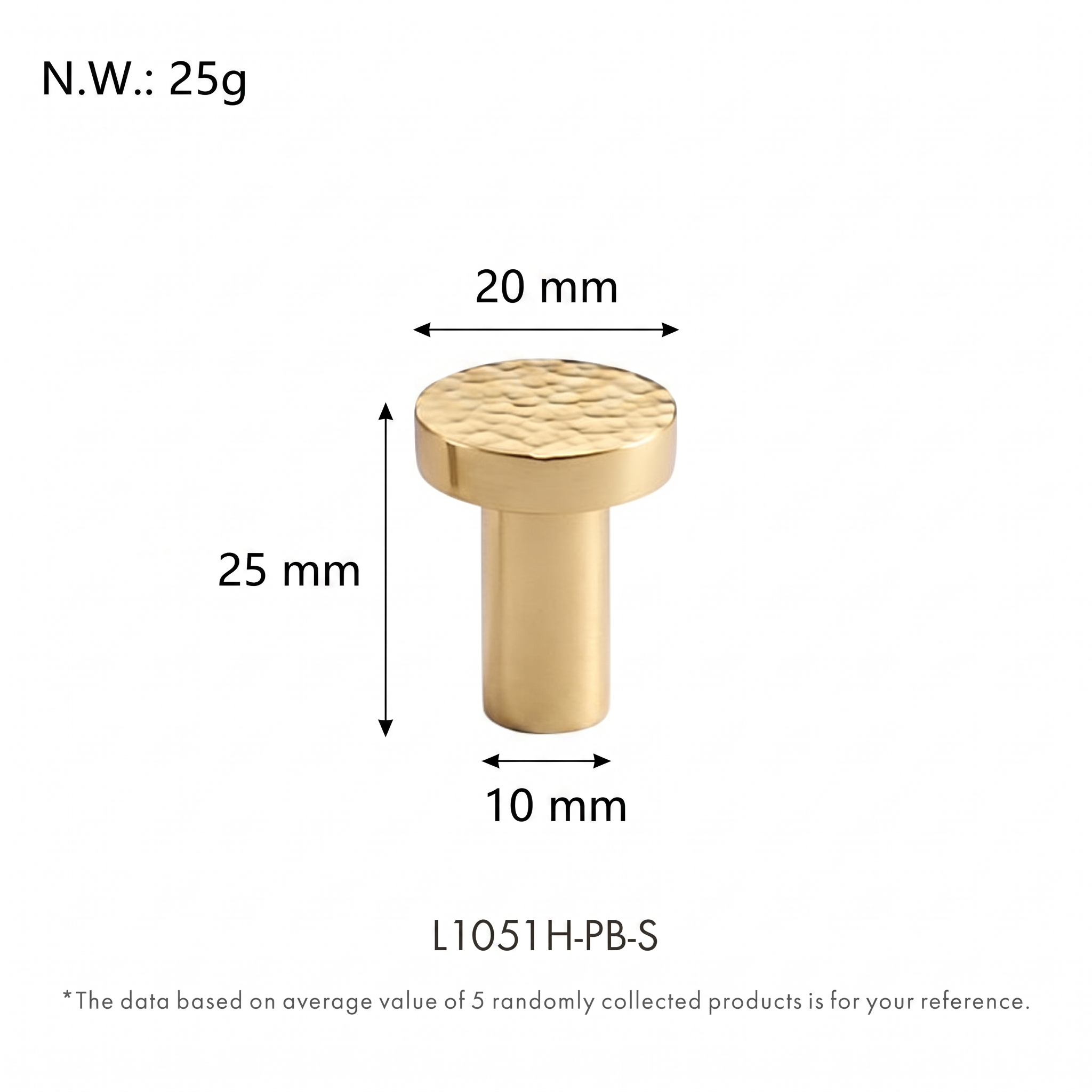 Trigg textured brass drawer handle dimensions in millimetres on a plain white background