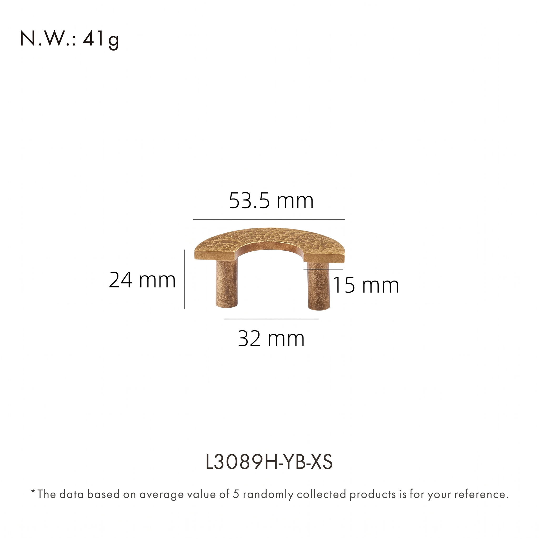 Trigg textured brass drawer handle dimensions in millimetres on a plain white background