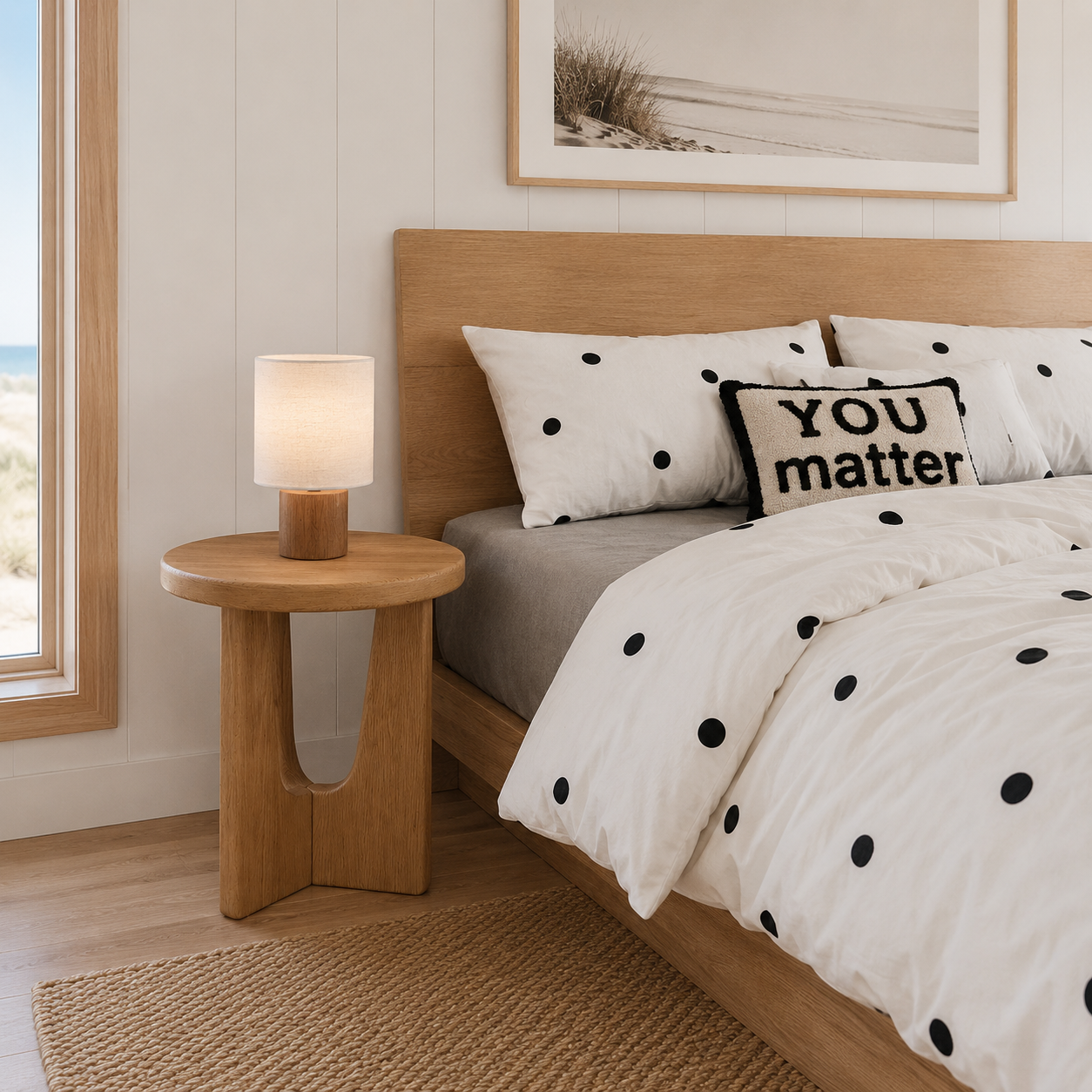 Amy Wooden Side Table dual-panel base close-up