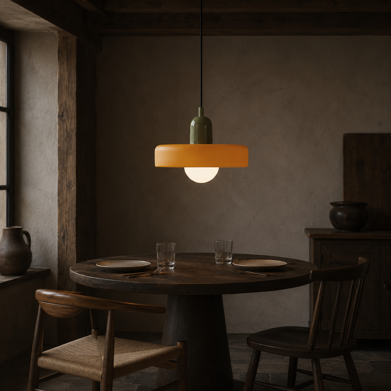 Annie Bauhaus-Inspired Coloured Glass Pendant Light glass shade close-up detail