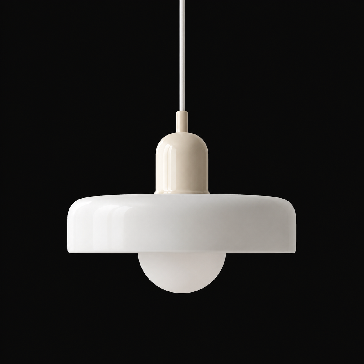 Annie Bauhaus-Inspired Coloured Glass Pendant Light styled above a kitchen island