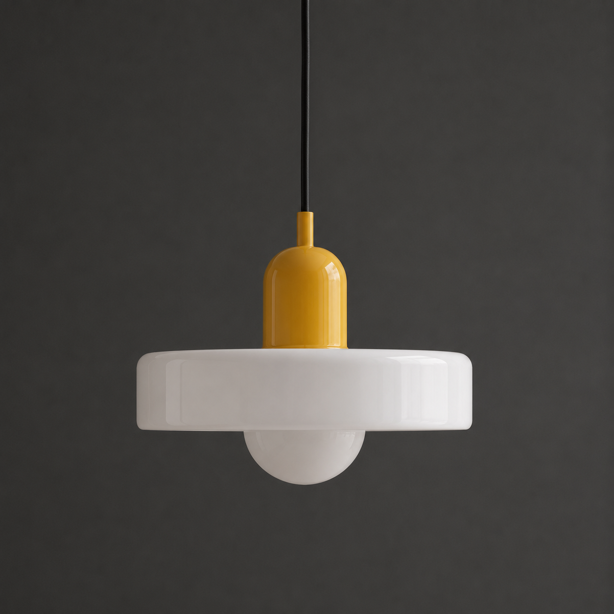 Annie Bauhaus-inspired pendant light with white coloured glass shade