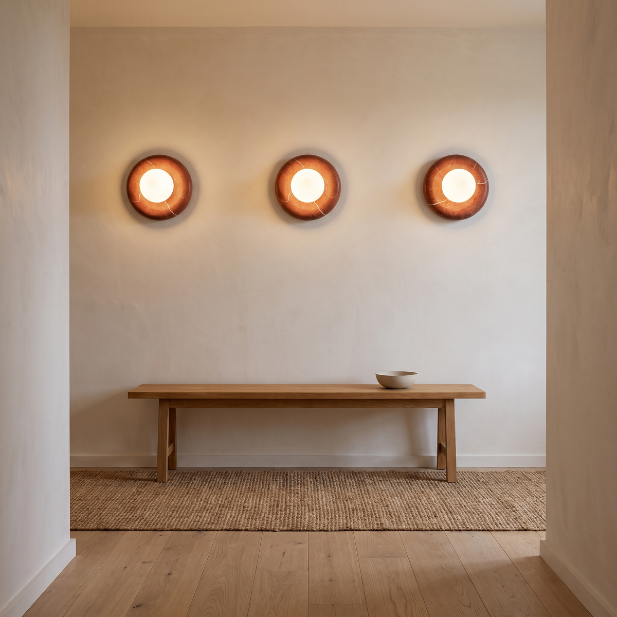 Aril marble wall sconce in a hallway