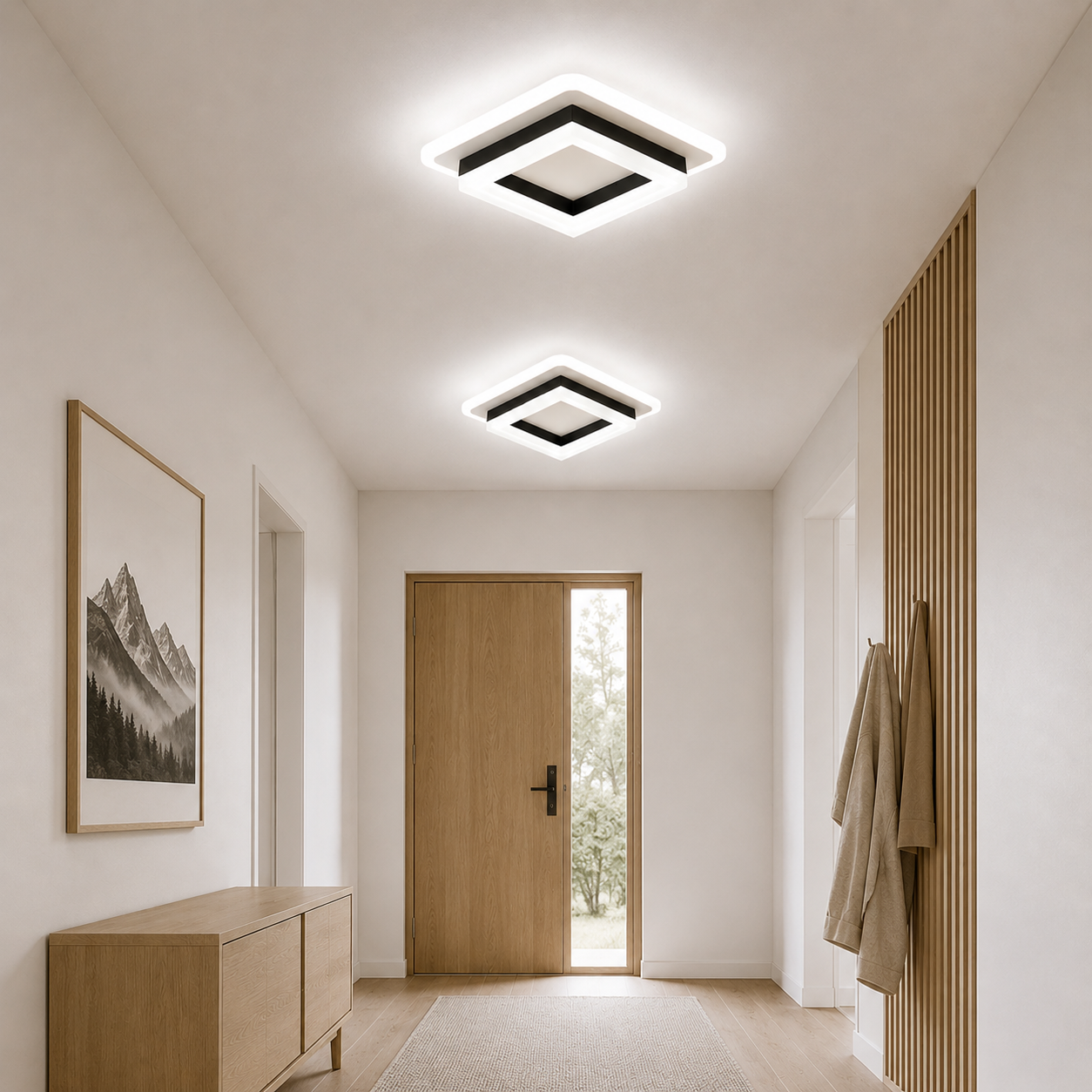 Atlas Square LED Ceiling Light in Black finish