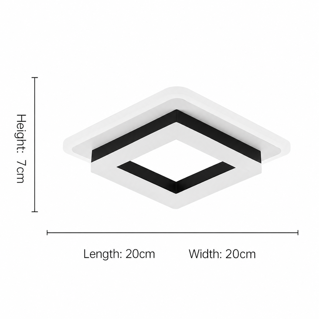 Atlas Square LED Ceiling Light glowing with warm white light