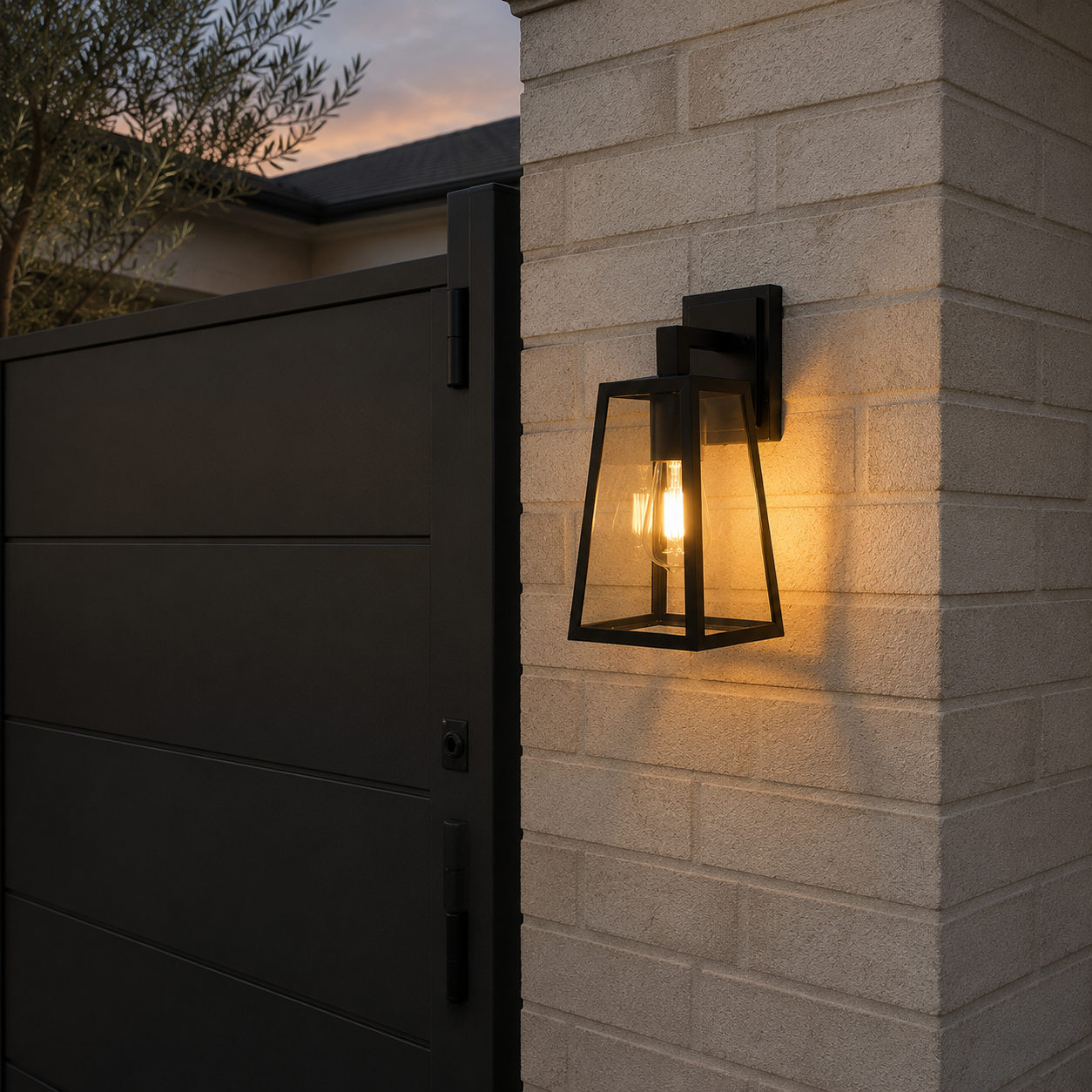 Axton Aluminium Outdoor Wall Lamp in the Glass variant