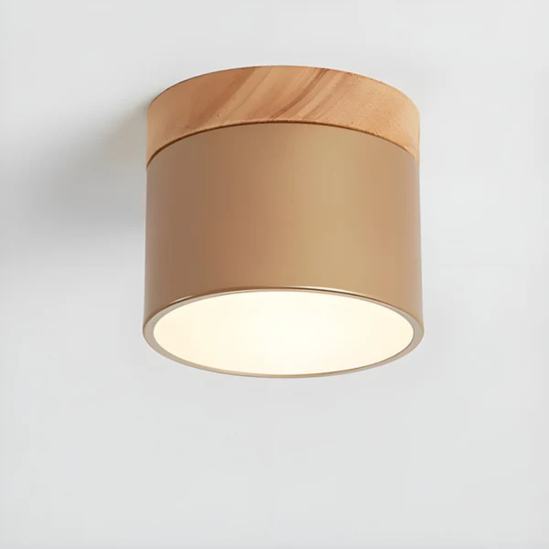 Bawley vintage ceiling downlight in pink finish installed in bedroom