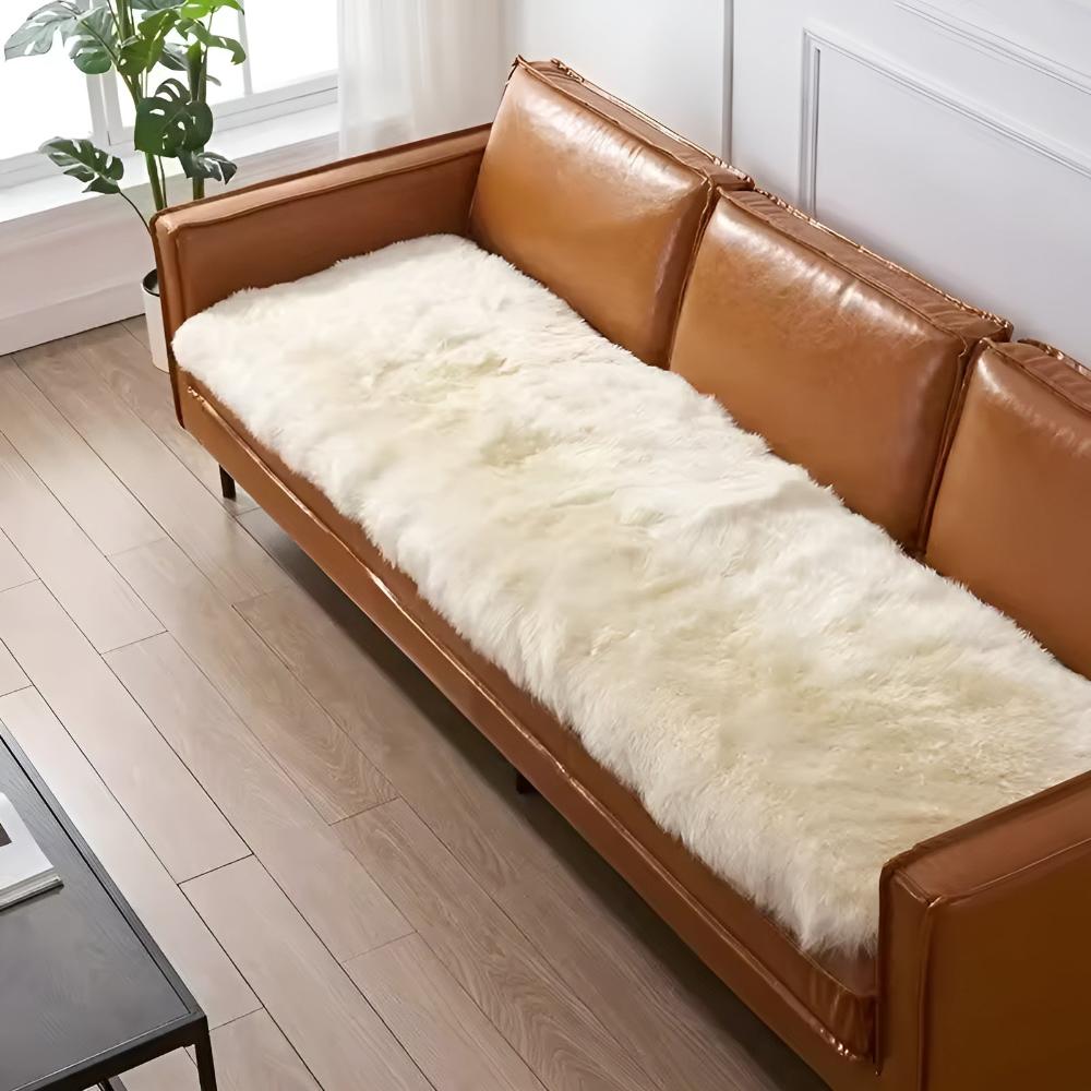 Bella faux fur plush sofa cover in gray crystal velvet