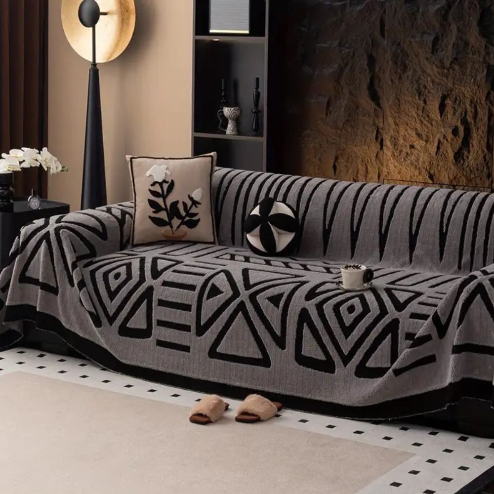 Breck jacquard maze sofa cover in Olive Green