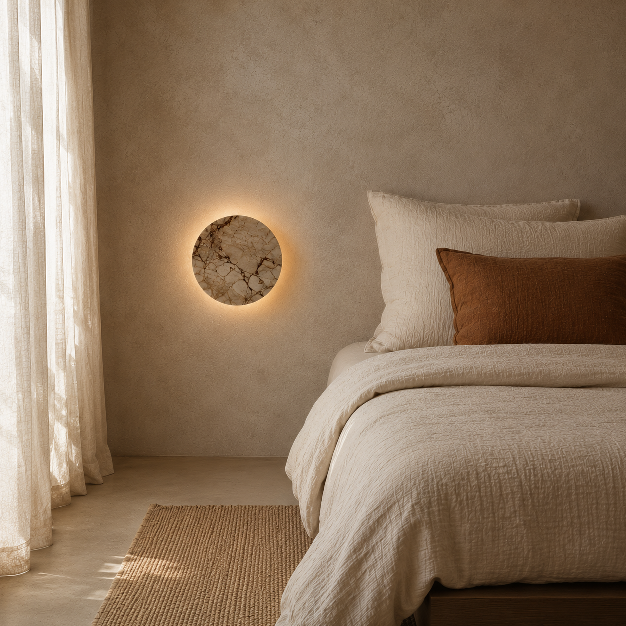 Bronte marble wall sconce shown in a corridor setting