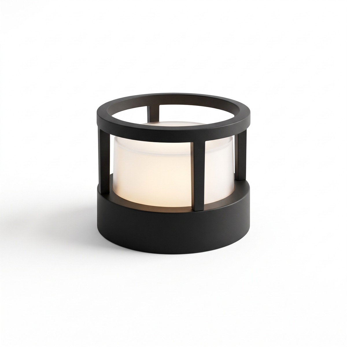 Cally LED garden post light in black aluminium with an open hollow crown on a white background