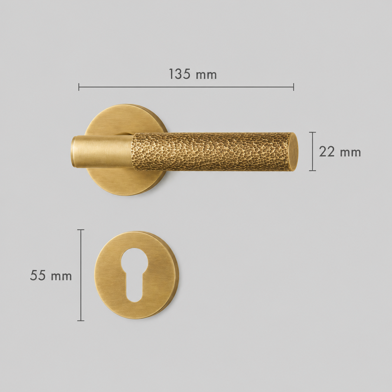 Cammeray Brass Door Lock Set installed on a bathroom door