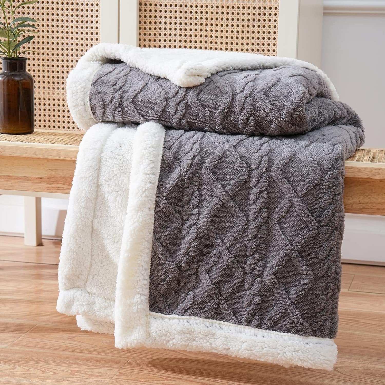 Cara reversible sherpa fleece throw blanket shown in all nine colourways