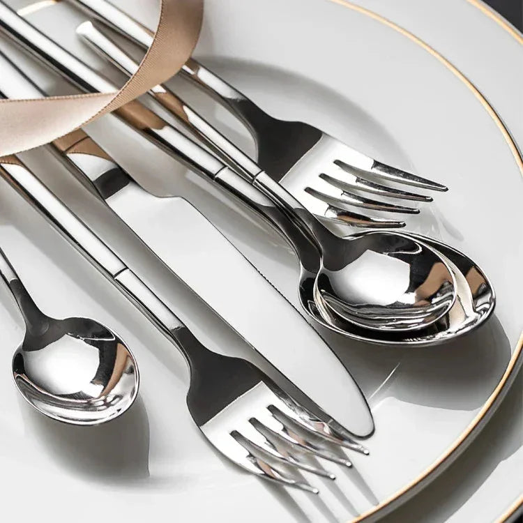 Close-up of the Catalina Cutlery Set's polished finish