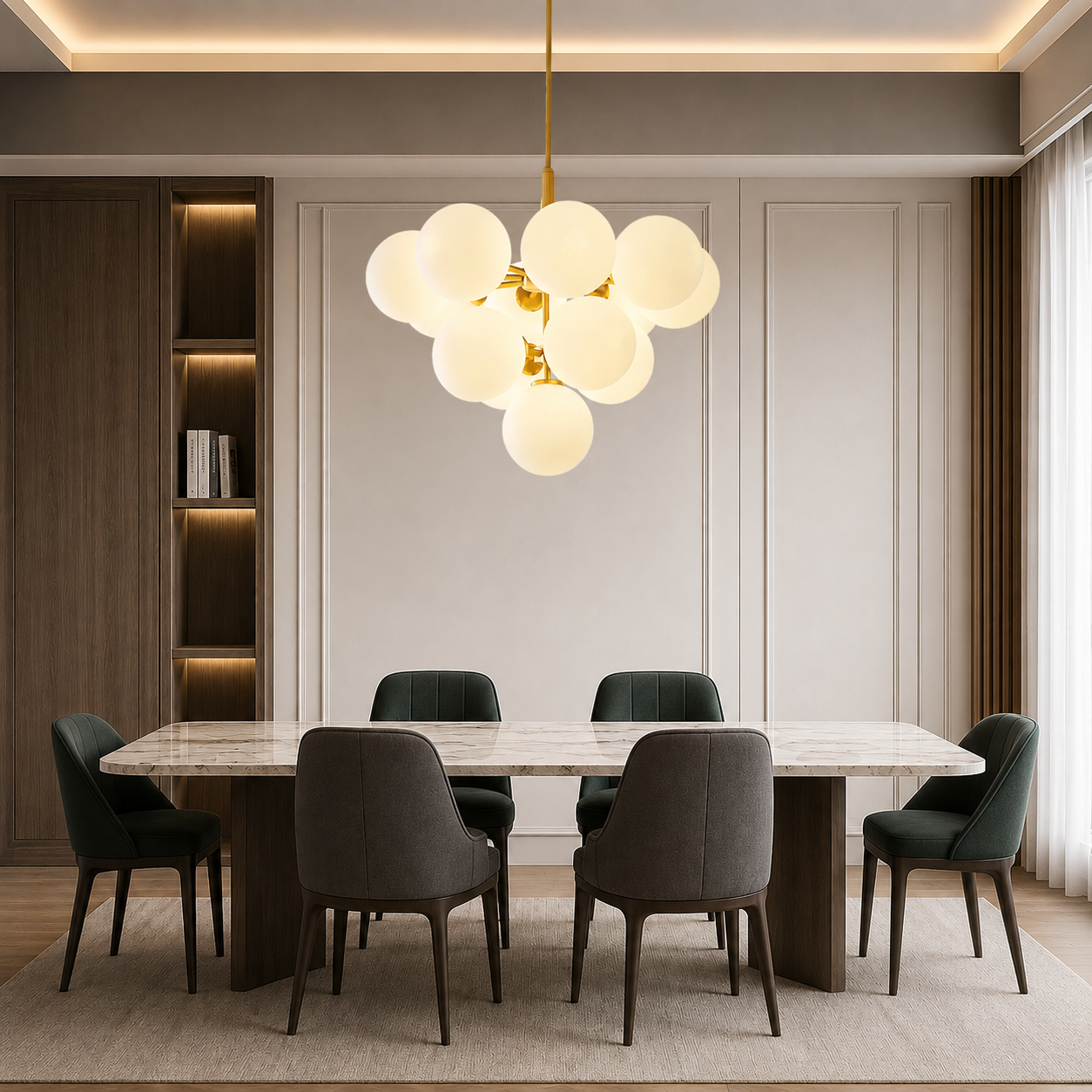 Celeste Scandinavian Glass Chandelier front view