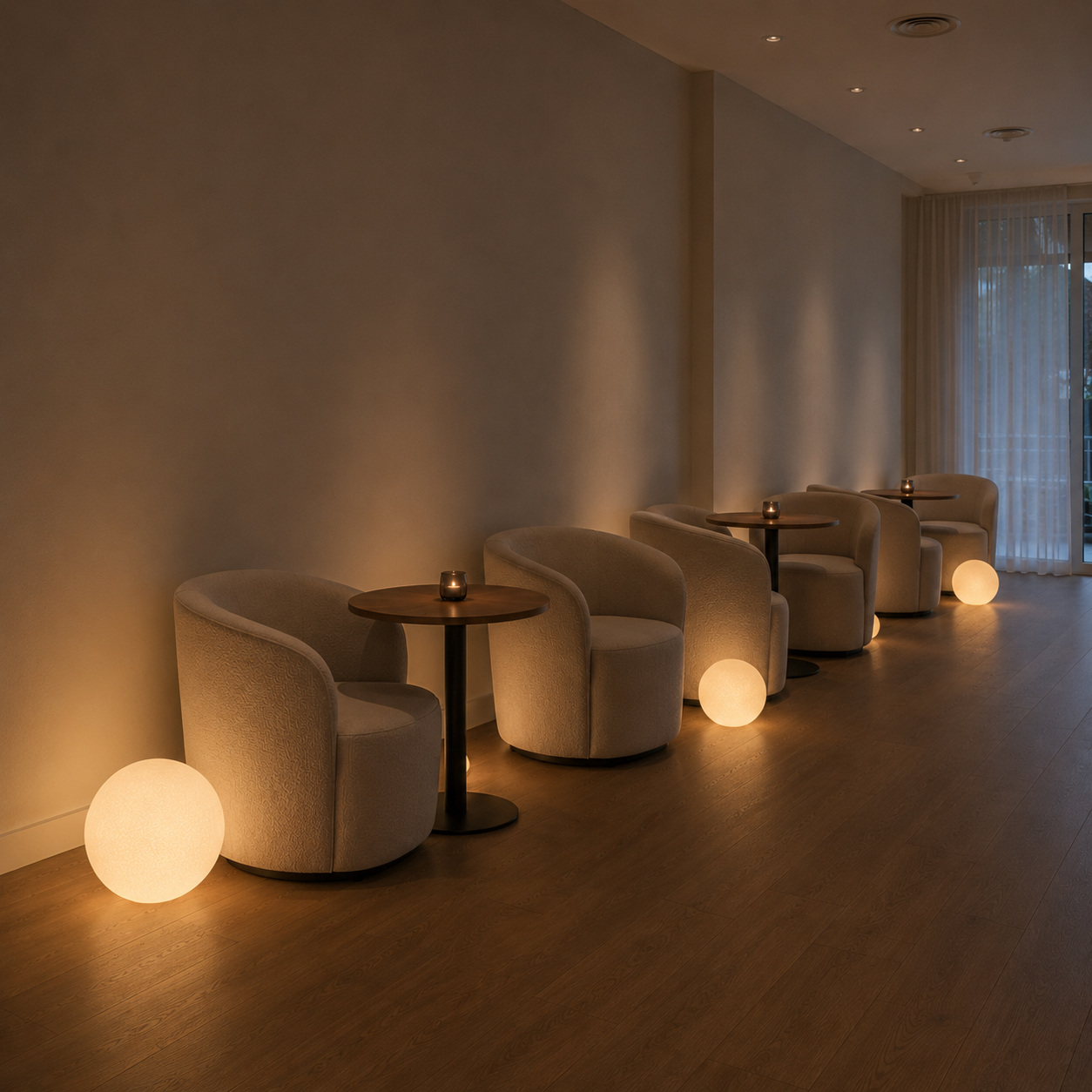 Celestial Ball floor lamp in white fabric shade