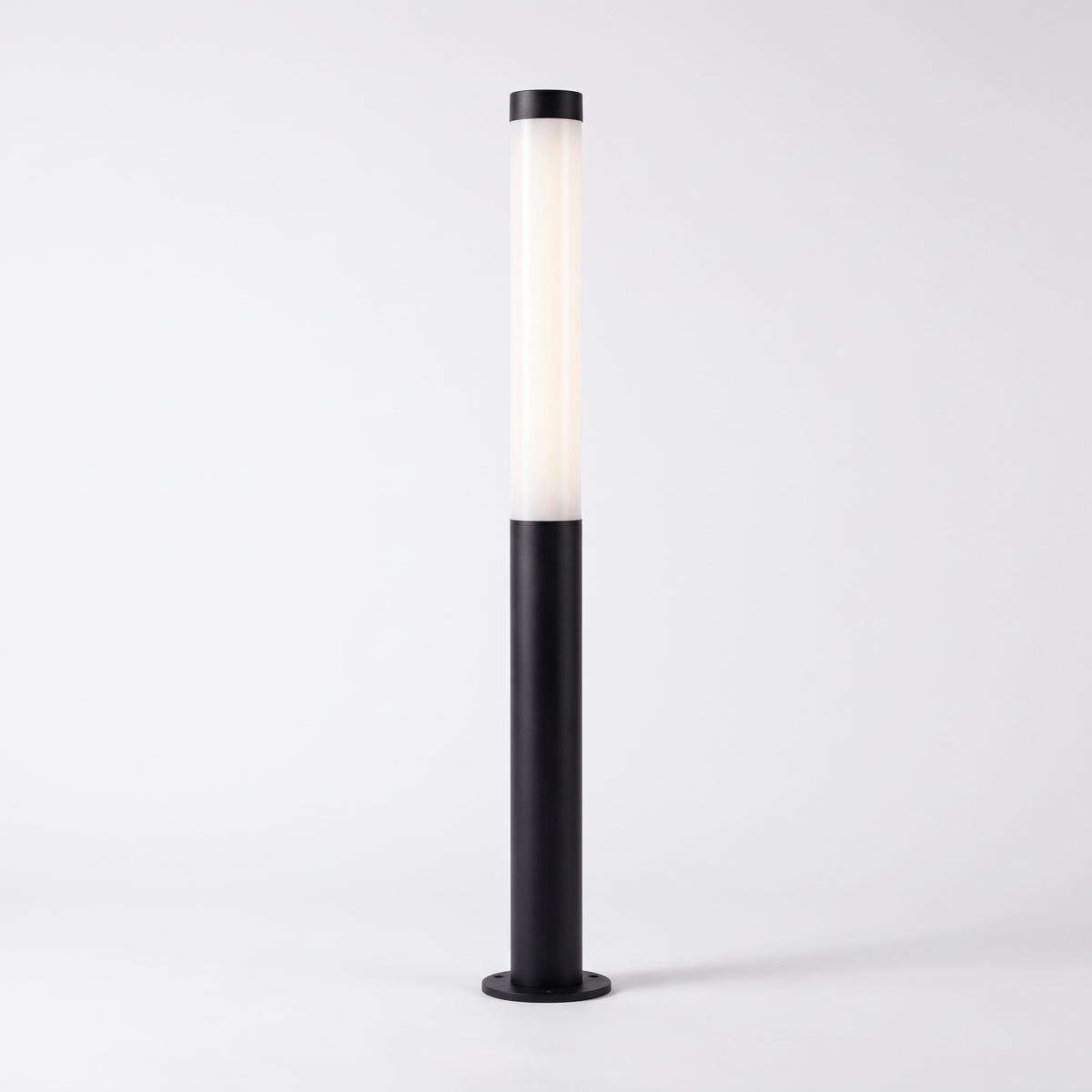Clancy waterproof bollard light, 200.7cm black post with acrylic diffuser, on a white background